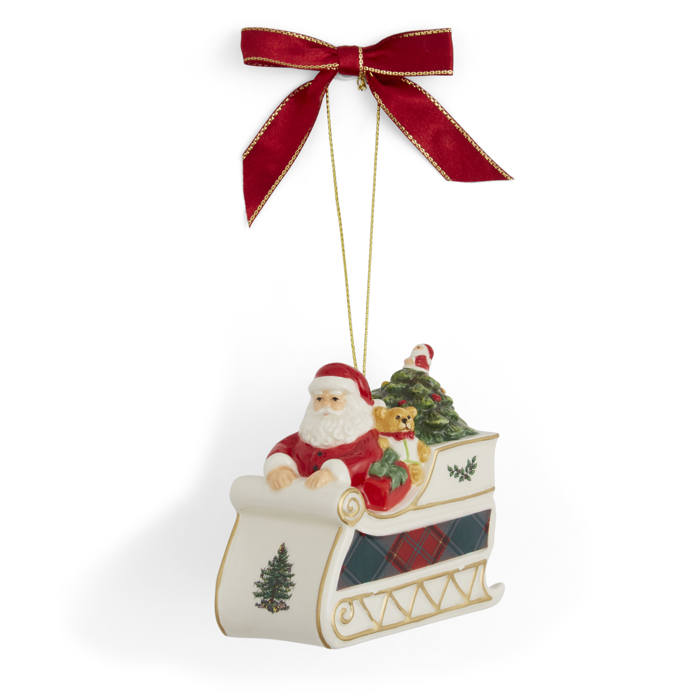 Christmas Tree Santa In Sleigh Ornament image number null